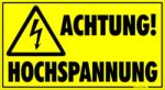  Achtung hochspannung (vigyázat magas feszültség) sárga tábla matrica