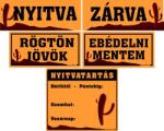  Kreatív nyitvatartásos táblák western témájú háttérrel
