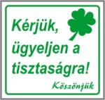  Kérjük ügyeljen a tisztaságra! lóherés tábla matrica