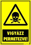  Vigyázz permetezve! Figyelmeztető tábla matrica