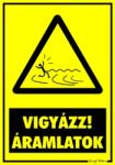  Vigyázz áramlatok figyelmeztető tábla matrica