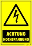  Achtung hochspannung (vigyázat magas feszültség) figyelmeztető tábla matrica
