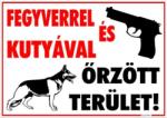  Fegyverrel és kutyával őrzött terület! Figurákkal tábla matrica