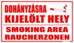  Dohányzásra kijelölt hely Smoking area Raucherzonen tábla matrica