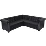 vidaXL Canapea colț Chesterfield 5 locuri, negru, piele ecologică (243614) Canapea
