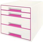 LEITZ Suport documente cu 4 sertare alb/roz, LEITZ WoW Dulap arhivare