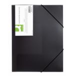 Q-CONNECT Mapa documente din plastic cu elastic negru transparent, Q-CONNECT