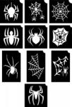  Pókok, pókhálók - csillámtetoválás SABLON készlet - 10 darabos