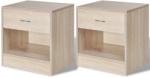 vidaXL Noptieră cu sertar, 2 buc, culoare stejar (242546) - vidaxl
