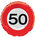  Évszámos fólia lufi 50. közlekedési tábla