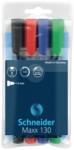 Schneider Permanent marker SCHNEIDER Maxx 130, varf rotund 1-3mm, 4 culori/set - (N, R, A, V) (S-113094) - viamond