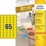  Avery Zweckform No. L4793-20 sárga színű 38, 1 x 21, 2 mm méretű, univerzálisan nyomtatható, öntapadós etikett címke, visszaszedhető ragasztóval A4-es íven - kiszerelés: 1300 címke / 20 ív