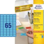  Avery Zweckform No. L4791-20 kék színű 38, 1 x 21, 2 mm méretű, univerzálisan nyomtatható, öntapadós etikett címke, visszaszedhető ragasztóval A4-es íven - kiszerelés: 1300 címke / 20 ív