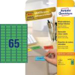  Avery Zweckform No. L4792-20 zöld színű 38, 1 x 21, 2 mm méretű, univerzálisan nyomtatható, öntapadós etikett címke, visszaszedhető ragasztóval A4-es íven - kiszerelés: 1300 címke / 20 ív
