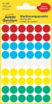  Avery Zweckform No. 3088 vegyes színű, 12 mm átmérőjű, öntapadó jelölő címke (jelölő pötty, jelölő pont) permanens ragasztóval - kiszerelés: 270 címke / csomag, 5 ív / csomag