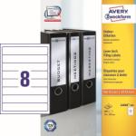  Avery Zweckform No. L6060-100 fehér színű 192 x 34 mm méretű, univerzálisan nyomtatható, öntapadós iratrendező címke, permanens ragasztóval A4-es íven - kiszerelés: 800 címke / 100 ív