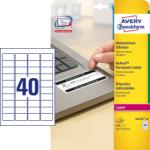 Avery-Zweckform No. L6145-20 fehér színű 45, 7 x 25, 4 mm méretű, lézernyomtatóval nyomtatható, öntapadós eltávolíthatatlan etikett címke, biztonsági ragasztóval A4-es íven - kiszerelés: 800 címke / 20 ív