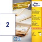  Avery Zweckform No. LR3655 natúr fehér színű 210 x 148 mm méretű, univerzálisan nyomtatható, környezetbarát öntapadós etikett címke, permanens ragasztóval A4-es íven - kiszerelés: 200 címke / 100 ív