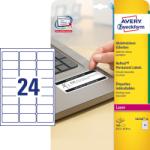 Avery-Zweckform No. L6146-20 fehér színű 63, 5 x 33, 9 mm méretű, lézernyomtatóval nyomtatható, öntapadós eltávolíthatatlan etikett címke, biztonsági ragasztóval A4-es íven - kiszerelés: 480 címke / 20 ív