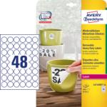 Avery-Zweckform No. L4716REV-20 fehér színű 30 mm átmérőjű, lézernyomtatóval nyomtatható, öntapadós időjárásálló etikett címke, visszaszedhető ragasztóval A4-es íven - 960 címke / 20 ív