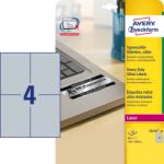 Avery-Zweckform No. L6134-20 ezüst színű 105 x 148 mm méretű, lézernyomtatóval nyomtatható, öntapadós ipari etikett címke, erős, tartós ragasztóval A4-es íven - kiszerelés: 80 címke / 20 ív