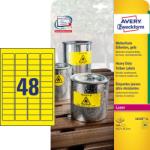 Avery-Zweckform No. L6103-20 sárga színű 45, 7 x 21, 2 mm méretű, lézernyomtatóval nyomtatható, öntapadós időjárásálló etikett címke, erős, tartós ragasztóval A4-es íven - kiszerelés: 960 címke / 20 ív