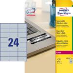  Avery Zweckform No. L6133-20 ezüst színű 70 x 37 mm méretű, lézernyomtatóval nyomtatható, öntapadós ipari etikett címke, erős, tartós ragasztóval A4-es íven - kiszerelés: 480 címke / 20 ív