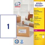 Avery-Zweckform No. LR7167-100 natúr fehér színű 199, 6 x 289, 1 mm méretű, lézernyomtatóval nyomtatható öntapadós etikett címke újrahasznosított papírból A4-es íven - kiszerelés: 100 címke / 100 ív