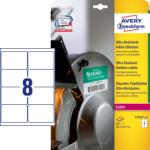 Avery-Zweckform No. L7914-10 fehér színű 99, 1 x 67, 7 mm méretű, lézernyomtatóval nyomtatható, ultra ellenálló öntapadós etikett címke, erős, tartós ragasztóval A4-es íven - kiszerelés: 80 címke / 10 ív