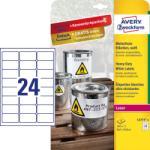Avery-Zweckform No. L4773-8 fehér színű 63, 5 x 33, 9 mm méretű, lézernyomtatóval nyomtatható, öntapadós időjárásálló etikett címke, erős, tartós ragasztóval A4-es íven - kiszerelés: 192 címke / 8 ív