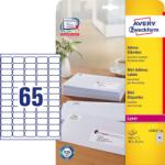 Avery-Zweckform No. L7651-25 fehér színű 38, 1 x 21, 2 mm méretű, lézernyomtatóval nyomtatható, öntapadós etikett címke, permanens ragasztóval A4-es íven - kiszerelés: 1625 címke / 25 ív