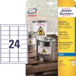 Avery-Zweckform No. J4773-10 fehér színű 63, 5 x 33, 9 mm méretű, tintasugaras nyomtatóval nyomtatható, öntapadós időjárásálló etikett címke, erős, tartós ragasztóval A4-es íven - 240 címke / 10 ív