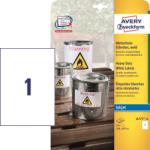 Avery-Zweckform No. J4775-10 fehér színű 210 x 297 mm méretű, tintasugaras nyomtatóval nyomtatható, öntapadós időjárásálló etikett címke, erős, tartós ragasztóval A4-es íven - 10 címke / 10 ív