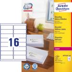 Avery-Zweckform No. LR7162-100 natúr fehér színű 99, 1 x 33, 9 mm méretű, lézernyomtatóval nyomtatható öntapadós etikett címke újrahasznosított papírból A4-es íven - kiszerelés: 1600 címke / 100 ív