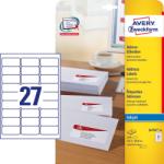Avery-Zweckform No. J4792-25 fehér színű 63, 5 x 29, 6 mm méretű, tintasugaras nyomtatóval nyomtatható, öntapadós etikett címke, permanens ragasztóval A4-es íven - kiszerelés: 675 címke / 25 ív