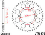 JT Sprockets 476.40 JTR hátsó lánckerék acél