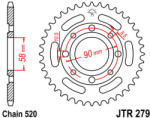 JT Sprockets 279.38 JTR hátsó lánckerék acél