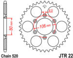 JT Sprockets 22.45 JTR hátsó lánckerék acél