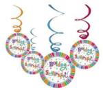  Boldog Szülinapot Radiant Parti Spirális Függő Dekoráció - 6 db-os