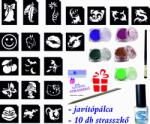  Kicsi csillámtetoválás készlet (27 db-os - 20 sablon / 5 csillámpor)