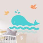 BeKid Stickere perete copii Cute Whale - 120 x 44 cm