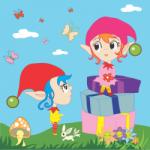 BeKid Tablou canvas Spiridusi cu cadouri - 40 x 40 cm