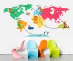 BeKid Sticker decorativ Lumea ca o Calatorie - 110 x 53 cm