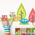 BeKid Stickere perete copii Bufnite la joaca - 120 x 114 cm