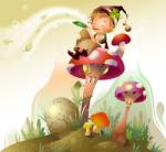 BeKid Tablou canvas Baietel pe ciupercuta - 40 x 40 cm