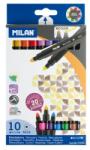 MILAN Filctoll készlet MILAN 6310, 10 db-os - 20 különböző szín, kétvégű "Bicolour" filctoll, 5 mm-es hegy, hengeres test (8411574021285)