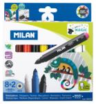 MILAN Filctoll készlet MILAN 643 Maxi, 8 db színes filctoll + 2 db "varázsfilc", 7 mm-es hegy, hengeres test (8411574800231)