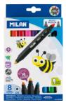 MILAN Filctoll készlet MILAN 640 Maxi, 8 db-os - 16 különböző szín, kétvégű "Bicolour" filctoll, vastag hegyű (7 mm), hengeres test (8411574800903)