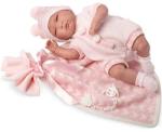 Llorens Újszülött lány baba rózsaszín ruhával és takaróval - 40 cm