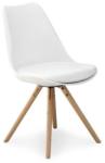  Scaun de bucatarie si living din polipropilena, HM K201, ergonomic, baza lemn masiv, tapiterie cu piele ecologica, 100 kg, alb